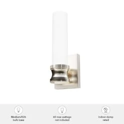 Hunter Lenlock 1-Light Wall Sconce With Cased White Shade In Brushed Nickel -Home Decoration Series 64213168 5