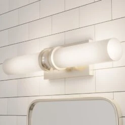 Hunter Lenlock 22" 2-Light Vanity With Cased White Shade In Brushed Nickel -Home Decoration Series 64213226 2