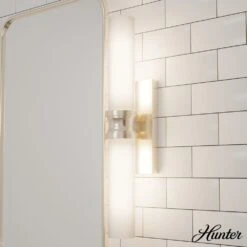 Hunter Lenlock 22" 2-Light Vanity With Cased White Shade In Brushed Nickel -Home Decoration Series 64213226 5