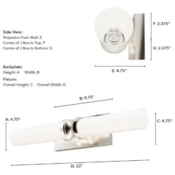 Hunter Lenlock 22" 2-Light Vanity With Cased White Shade In Brushed Nickel -Home Decoration Series 64213226 7