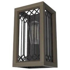 Hunter Chevron 1-Light Wall Sconce In Rustic Iron And French Oak