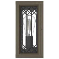 Hunter Chevron 1-Light Wall Sconce In Rustic Iron And French Oak -Home Decoration Series 64213671 4
