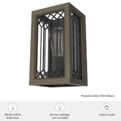 Hunter Chevron 1-Light Wall Sconce In Rustic Iron And French Oak -Home Decoration Series 64213671 7