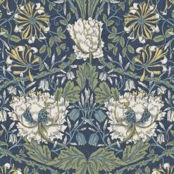 NextWall Ogee Flora 216" X 20.9" Peel And Stick Wallpaper In Indigo Dye And Sage 15 NextWall Ogee Flora 216" X 20.9" Peel And Stick Wallpaper In Indigo Dye And Sage -Home Decoration Series 64284151 7