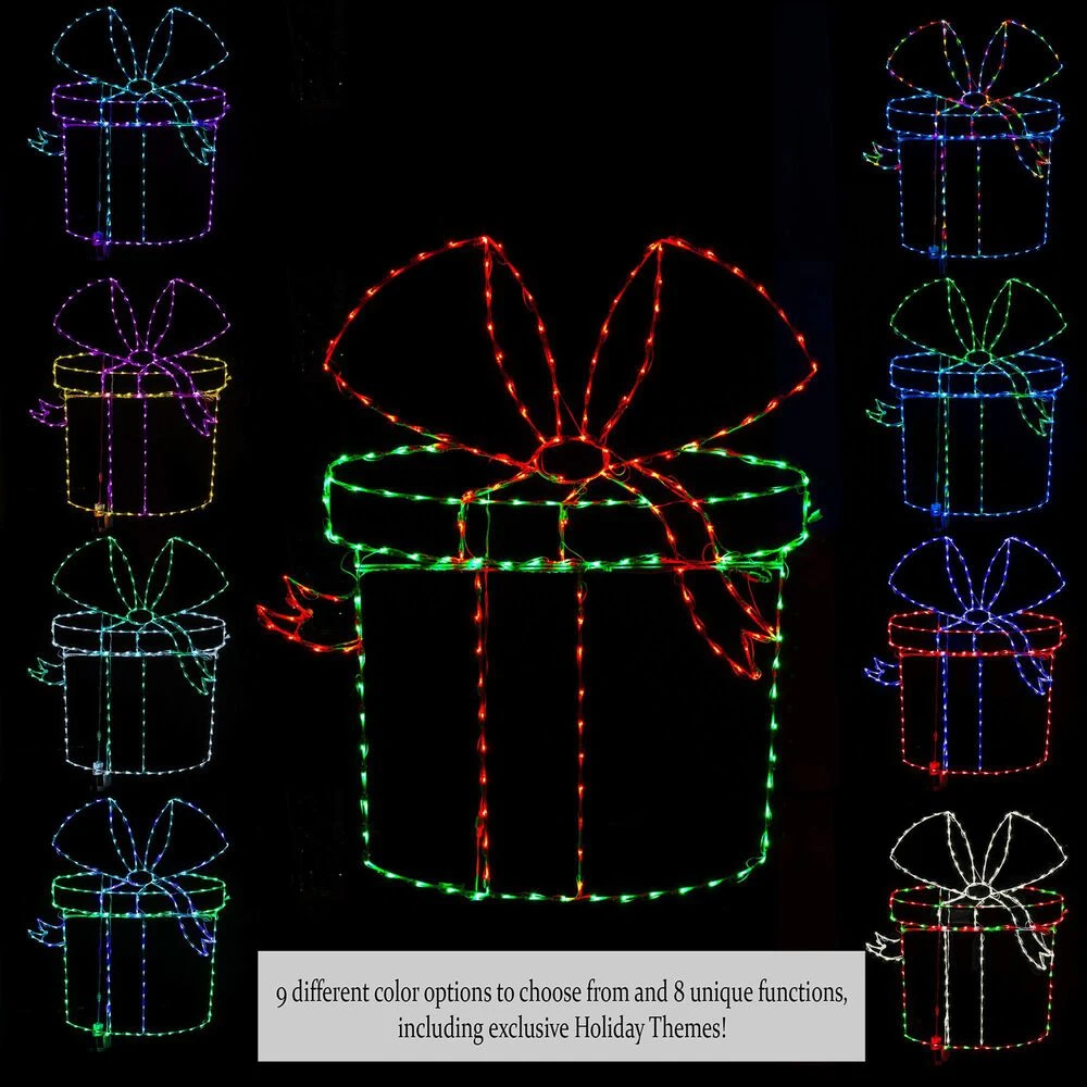 Holidynamics 60" Outdoor Gift Box Decor With LED Lights 4 Holidynamics 60" Outdoor Gift Box Decor With LED Lights - Image 2