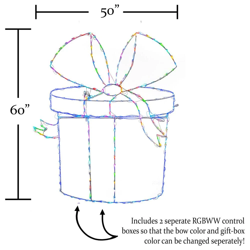 Holidynamics 60" Outdoor Gift Box Decor With LED Lights 6 Holidynamics 60" Outdoor Gift Box Decor With LED Lights - Image 4