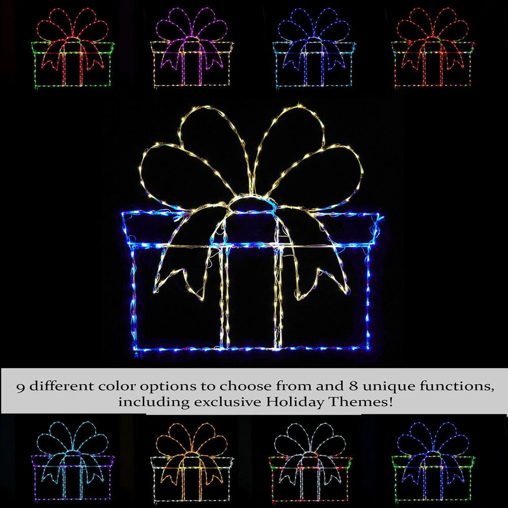 Holidynamics 46" Outdoor Gift Box Decor With LED Lights 4 Holidynamics 46" Outdoor Gift Box Decor With LED Lights - Image 2