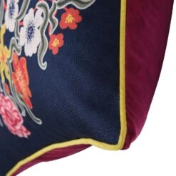 Flair Industries 24" Square Floral Print Double Sided Throw Pillow In Blue And Maroon -Home Decoration Series 64517485 3