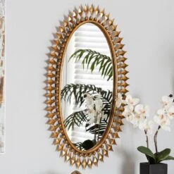 Baxton Studio Rogier Accent Wall Mirror In Antique Goldleaf -Home Decoration Series 64522964 2