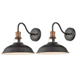 Claxy 1-Light Wall Sconce With Bell Shade In Black (Set Of 2) -Home Decoration Series 64603863 3