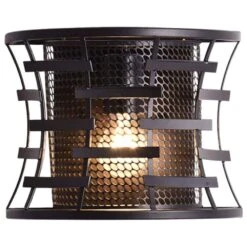 Claxy Rustic Metal Mesh Wall Sconce In Brown