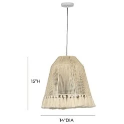 Tov Furniture Helen Cotton Tasseled Pendant Lamp In White -Home Decoration Series 64686652 6