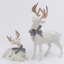 The Gerson Company Assorted Reindeer Figurine In White, Gold And Black (Set Of 2)