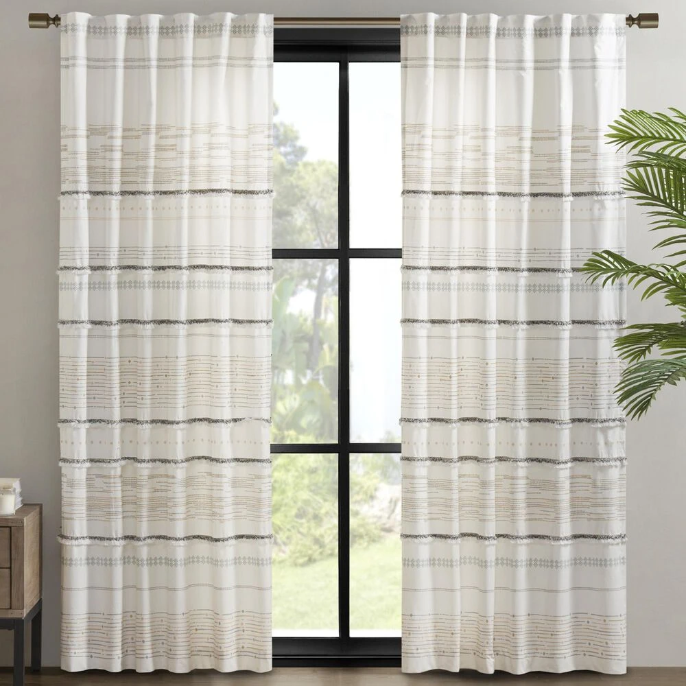Hampton Park Nea 84" X 50" Curtain Panel In Off White And Gray 4 Hampton Park Nea 84" X 50" Curtain Panel In Off White And Gray - Image 2