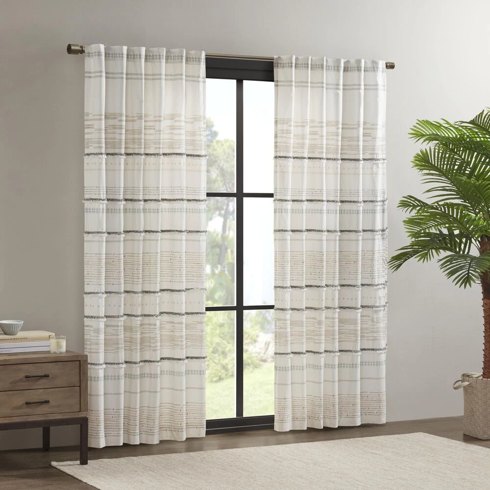 Hampton Park Nea 84" X 50" Curtain Panel In Off White And Gray 8 Hampton Park Nea 84" X 50" Curtain Panel In Off White And Gray - Image 6