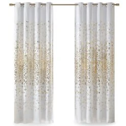 Hampton Park Lillie 50" X 84" Blackout Curtain Panel In White And Gold