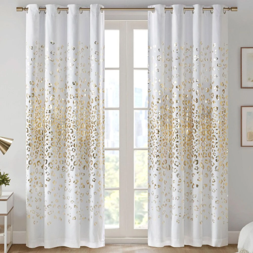 Hampton Park Lillie 50" X 84" Blackout Curtain Panel In White And Gold 4 Hampton Park Lillie 50" X 84" Blackout Curtain Panel In White And Gold - Image 2