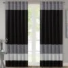 Hampton Park Amherst 84" X 50" Curtain Panel In Black, Charcoal And Silver -Home Decoration Series 64731904 1