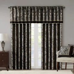 Hampton Park Aubrey 108" X 50" Curtain Panel In Black (Set Of 2) -Home Decoration Series 64732167 5