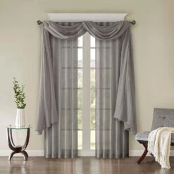 Hampton Park Harper 84" X 42" Curtain Panel Pair In Grey -Home Decoration Series 64733769 9