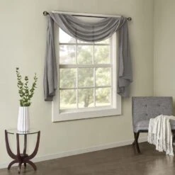 Hampton Park Harper 144" X 42" Sheer Scarf In Grey -Home Decoration Series 64733868 3
