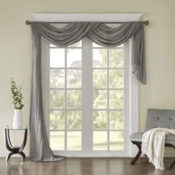 Hampton Park Harper 144" X 42" Sheer Scarf In Grey -Home Decoration Series 64733868 4