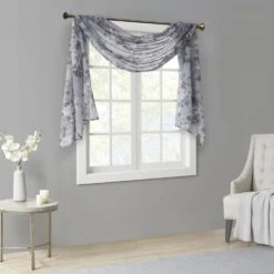Hampton Park Simone 144" X 42" Sheer Scarf In Grey -Home Decoration Series 64734650 6