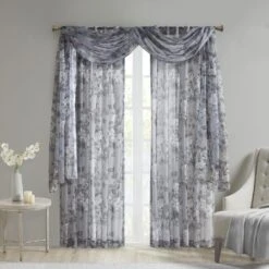 Hampton Park Simone 144" X 42" Sheer Scarf In Grey -Home Decoration Series 64734650 9