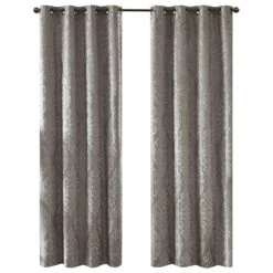 Hampton Park Mirage 84" X 50" Blackout Damask Curtain Panel In Charcoal