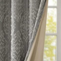 Hampton Park Mirage 84" X 50" Blackout Damask Curtain Panel In Charcoal -Home Decoration Series 64735574 5