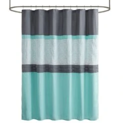 Hampton Park Donnell Shower Curtain In Aqua And Grey