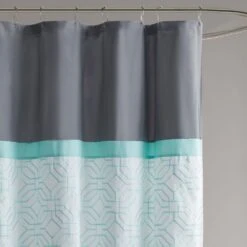 Hampton Park Donnell Shower Curtain In Aqua And Grey -Home Decoration Series 64735756 4