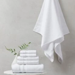 Hampton Park Plume 6-Piece Bath Towel Set In White -Home Decoration Series 64735780 4