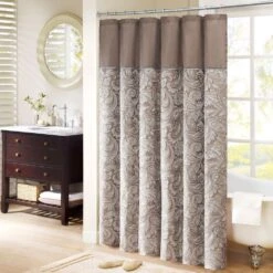 Hampton Park Aubrey 72" X 72" Shower Curtain In Blue And Brown