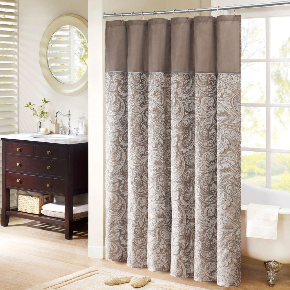 Hampton Park Aubrey 72" X 72" Shower Curtain In Blue And Brown 3 Hampton Park Aubrey 72" X 72" Shower Curtain In Blue And Brown