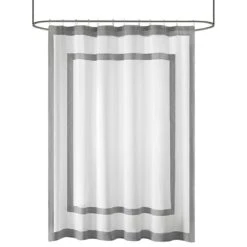 Hampton Park Greyson Shower Curtain In White And Grey