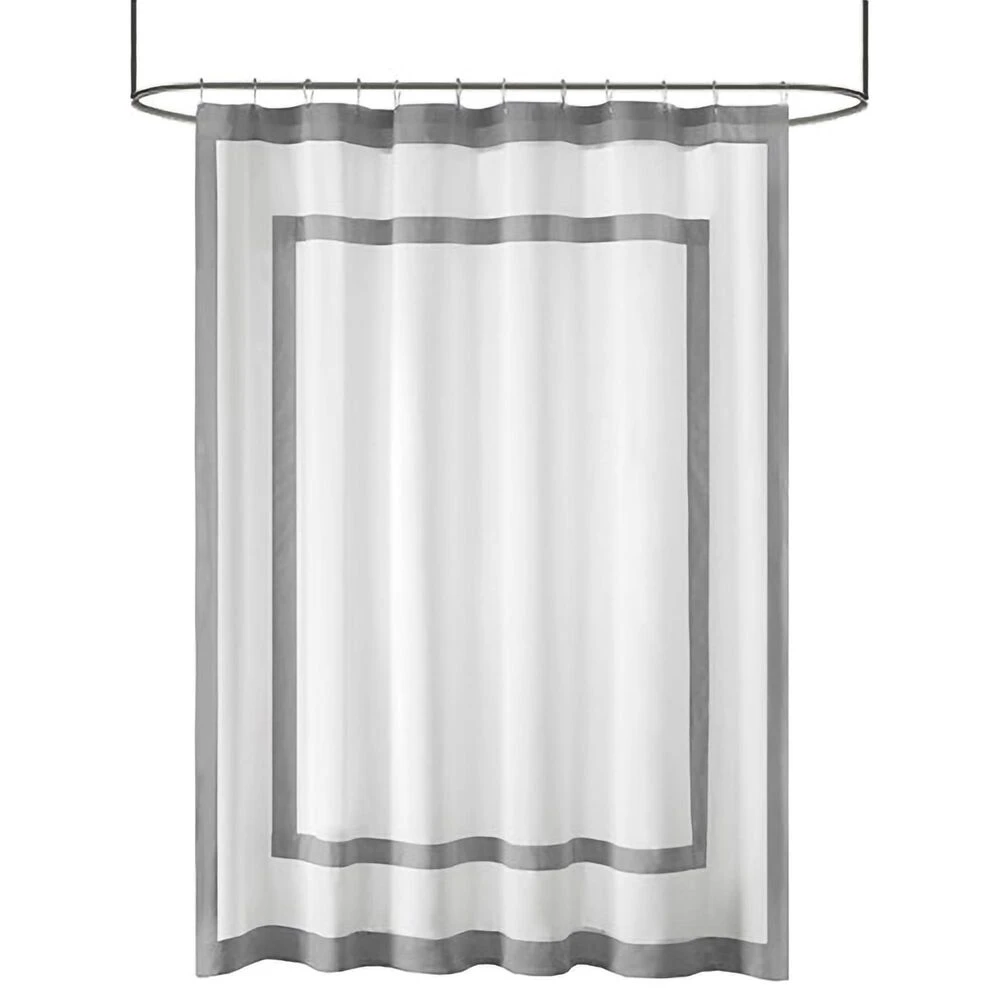Hampton Park Greyson Shower Curtain In White And Grey 3 Hampton Park Greyson Shower Curtain In White And Grey