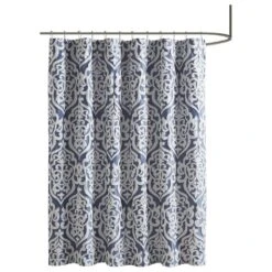 Hampton Park Odette 72" X 72" Shower Curtain In Navy And Silver