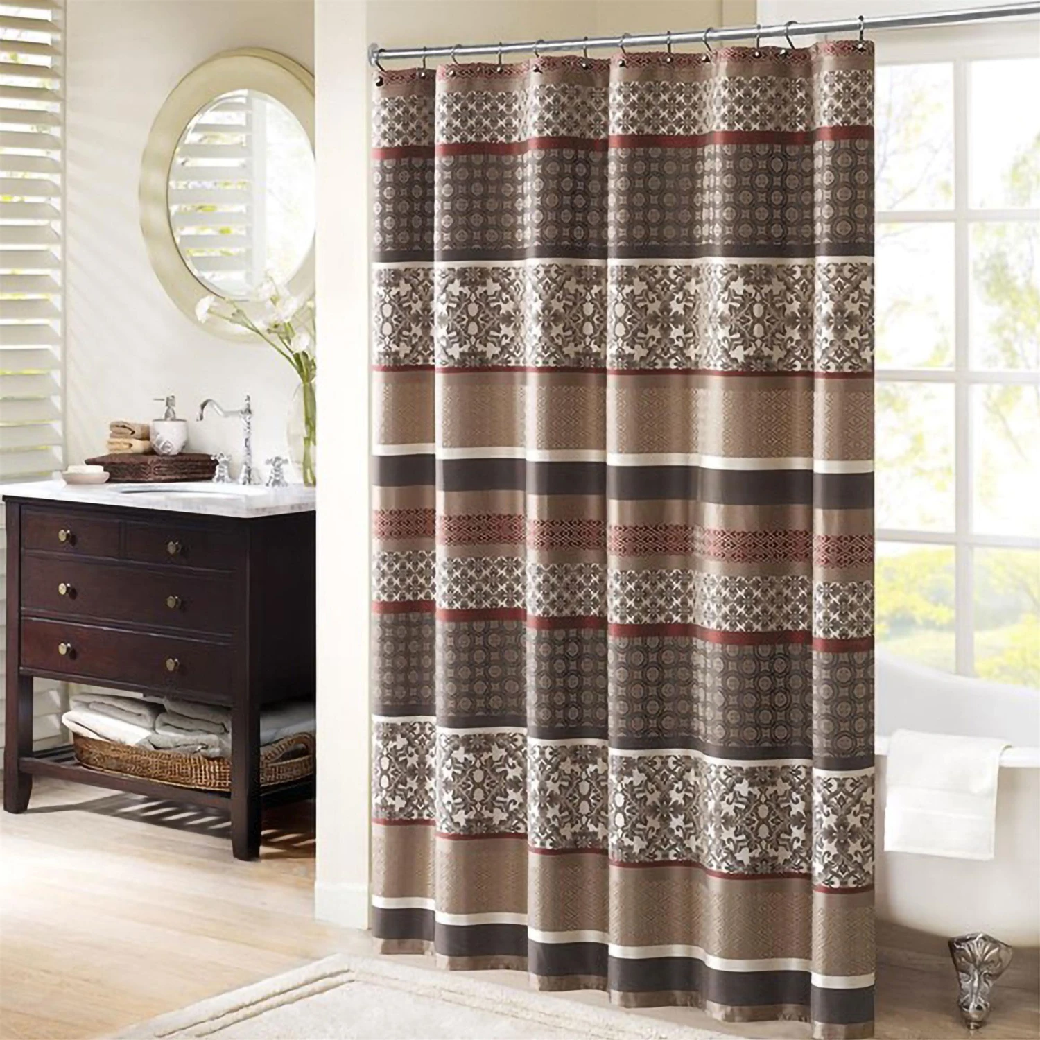 Hampton Park Princeton Shower Curtain In Red 3 Hampton Park Princeton Shower Curtain In Red