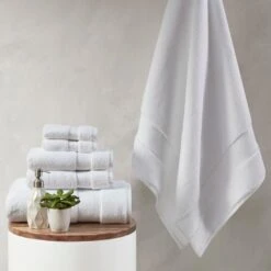 Hampton Park Splendor 6-Piece Bath Towel Set In White -Home Decoration Series 64737158 2