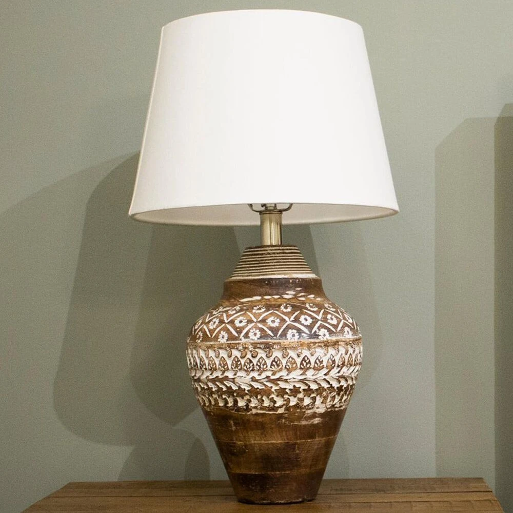 LH Imports Skye Antique Table Lamp In Natural And White Washed 4 LH Imports Skye Antique Table Lamp In Natural And White Washed - Image 2