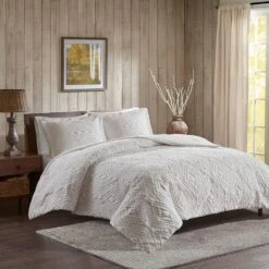 Hampton Park Teton 3-Piece Full/Queen Quilt Set In Ivory -Home Decoration Series 64946726 4