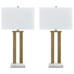 Signature Design By Ashley Coopermen Table Lamp In Gold And White
