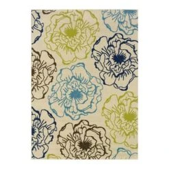 Oriental Weavers Caspian 3065Y 5'3" X 7'6" Ivory Outdoor Area Rug